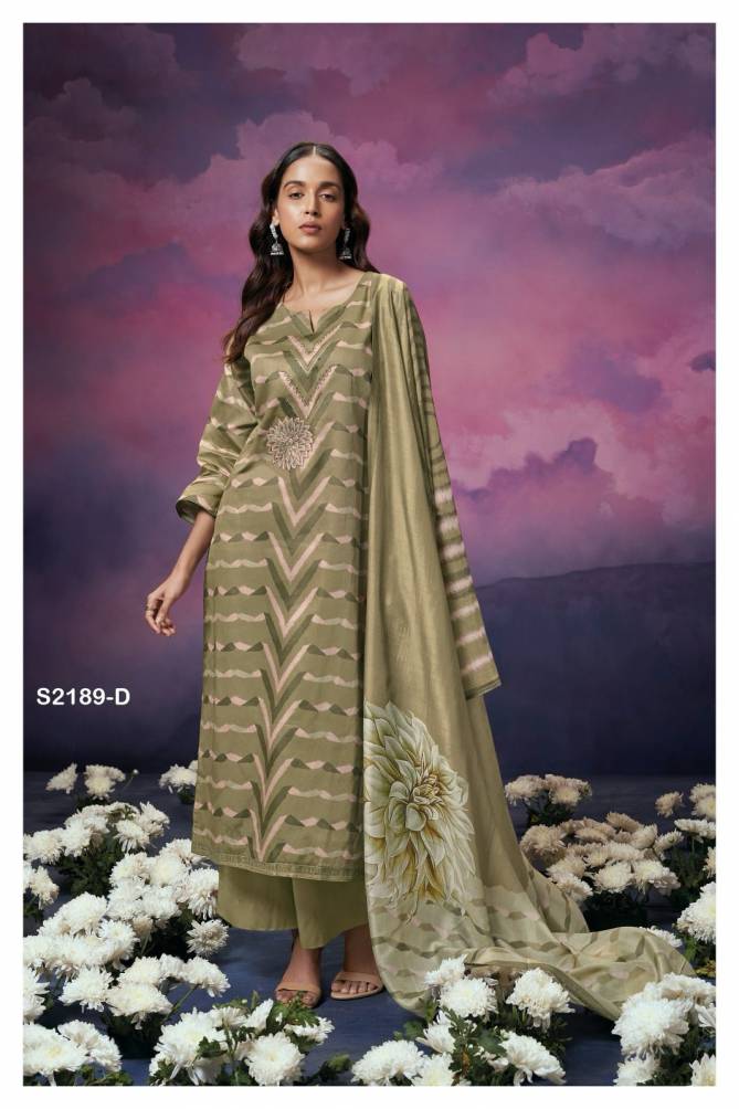 Nellie 2189 By Ganga Printed Cotton Silk Dress Material Catalog